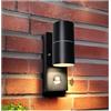 Unikcst Applique Esterno/Interno LED con Sensore di Movimento GU10,Luce Calda 5W,Lampada da Parete Esterno IP44 Faretto da Parete Moderno Nero per Corridoio,Balcone Bagno inclusa 1 lampadina GU10