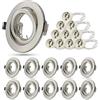 Unikcst Set Faretto Incasso GU10, 10x Cornici di Montaggio in Acciaio Inossidabile per Fari Incasso, Faretto Orientabile 30° con Portalampada GU10, Diametro 98 mm, diametro del foro 76-90mm