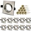 Allesgute 10er Cornice Per Faretti Da Incasso GU10 Set Di Apparecchi Angolari Girevoli 230V Cornice Da Incasso In Acciaio Inox Spazzolato Con Attacco GU10 Per Lampadine LED O Alogene
