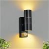 Unikcst Lampada a LED da parete con sensore crepuscolare Esterna Lampada da parete Up Down con sensore di luce IP44 Esterna nera inclusa 2x lampadina GU10 da 5W luce calda, 1 pezzo