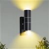 Unikcst Applique Esterno LED con Sensore di Movimento GU10 IP44 moderno,Luce Calda 5W,Lampada da Parete Esterno Up Down Faretto da Parete Moderno Nero per Scala,Corridoio,Balcone,Villa Bagno