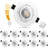 Unikcst 10x aretti LED da Incasso per Cartongesso Dimmerabili Orientabili 6W,Luce Neutra 4500K 500LM Faretti Led Soffitto Incasso Bianchi per Cucina Interno
