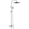 Auralum Colonna Doccia con Miscelatore, Asta Doccia con Soffione e Doccetta, Saliscendi Doccia Acciaio Inox Altezza Regolabile 90-130cm, Gruppo Doccia Completa con Miscelatore (Cromo, Quadrato 25cm)