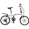 YyanLAK Bicicletta pieghevole da 20 pollici, bicicletta pieghevole a 7 marce, portata 90 kg, doppio freno a V, bicicletta pieghevole per adulti, colore bianco, 59.6 * 20.7 * 44.09zoll