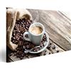 islandburner Quadro Moderno Espresso Tazza di caffè con Fagioli sul Tavolo d'Epoca Stampa su Tela - Quadro x poltrone Salotto Cucina mobili Ufficio casa - Fotografica Formato XXL