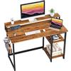 GreenForest Scrivania con Supporto per Monitor, Scrivania Gaming 100cm con Scaffali Reversibile, Scrivania PC Moderna Multifunzionale, Montaggio Facile, Espresso