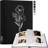 Lanpn Album Fotografico Scrapbooking, Piccolo Lino DIY Scrapbook 60 pagine bianche con divisori di cellofan, per foto 9x13 cm 10x15 cm 13x18 cm (Nero, 19x27cm)