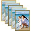 Alishomtll Cornice portafoto DIN A3, set da 5 pezzi, 29,7 x 42 cm, in plastica, per più foto, oro