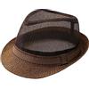 MarkMark Cappello Fedora Mesh a tesa corta con fascia Sun Trilby paglia Panama YZ60179, Marrone, M