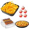 21cm Accessori Friggitrice ad Aria, 4PCS XL Contenitore Friggitrice ad Aria  per Philips Airfryer XL 6,2L, COSORI 4,7L 5,5L, Cecotec 6L, ARINTUL 5,5L,  Teglie in Silicone Accessori Friggitrice ad Aria : 