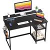 GreenForest Scrivania da Ufficio e Gaming bcon Supporto Monitor, Tavolo Computer 100 cm, Scaffali Reversibili, Gancio Cuffie e Portabicchieri, Nero