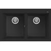 Elleci PRONTA CONSEGNA - SPEDIZIONE IMMEDIATA Elleci LKQ35086 Lavello da Incasso 2 vasche Sopratop 79 x 50 cm finitura Keratek Black 86 Quadra 350