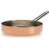 Baldassare Agnelli Pentole Agnelli ALCU107PI24 Casseruola Bassa, Rame stagnato con doppio fondo per induzione, con Manico tubolare in acciaio Inox, 24 cm