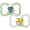 MAM Air Succhietto 16+ Mesi (Set da 2), Ciuccio MAM 16-36 mesi per pelli sensibili e delicate, Kit da 2 accessori neonato con tettarella in silicone e porta ciuccio sterilizzatore, Neutro/Verde