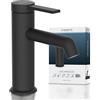 SCHÜTTE LOS ANGELES 33106 - Rubinetto da bagno con tubo di scarico, miscelatore monocomando per bagno con tappo di scarico pop-up, nero