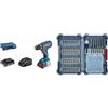 Bosch Professional Trapano-avvitatore a batteria GSR 18V-28 (incl. 2 batterie, caricabatteria, L-Case) + Set da 40 Pezzi di Punte e Bit