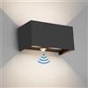 Klighten Lampada da esterno,24W Applique da Parete con sensore di movimento per luci esterni/interni Lampada da parete con fascio regolabile IP65 Impermeabile 4000K,Nero