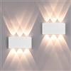 FUPE 2 Pack Applique da Parete Esterno/Interno LED Applique da Esterni 12W 1200LM Up Down Lampada da Parete IP65 Impermeabile Moderno Lampade Muro Alluminio Bagliore su e giù (Bianco 3000K luce caldo)