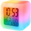 Retoo Sveglia digitale a 7 colori con grande display a LED con temperatura, data, snooze per bambini, ragazzi, ragazze, sveglia da viaggio con batteria backup, camera da letto, bianco