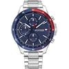 Tommy Hilfiger Orologio analogico multifunzione al quarzo da uomo con cinturino in acciaio inossidabile o silicone, Stainless Steel, Blu (Navy)