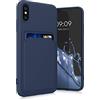 kwmobile Custodia Compatibile con Apple iPhone XS Cover - Back Case Cellulare con Slot Porta Carte - Morbida in Silicone TPU blu scuro