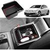 Coleya Vano Portaoggetti per Bracciolo Compatibile con VW Golf 8 8.5 GTI GTD GTE 2020-2025, Scatola Portaoggetti del Bracciolo, Golf 8 Organizer per Braccioli con Tappetino Antiscivolo (Rosso)