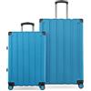 Hauptstadtkoffer Q-Damm - Trolley rigido TSA, 4 ruote, Ciano, Koffer-Set (M+L), Set di valigie