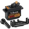 Miuzei 12g 180° Servo RC Servomotore Digitale con Servomotore Cavo, Corno e Supporto Accessori per Arduino Servo RC 1/24 SCX24 AX24 Robotico Braccio (1 Pezzo, Nero)