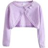 Yimutian Cardigan Bambina Cerimonia Cotone Manica Lunga Bolero Elegante Corto per Abito da Comunione Abito da Battesimo Viola Chiaro 130