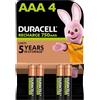 Duracell Batterie ricaricabili AAA (confezione da 4), 750 mAh NiMH, 1000 cicli, precaricate, lunga durata (la confezione può variare)
