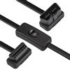 CERRXIAN 0.6M/2ft OBDII OBD2 Angolo Retto 16 Pin Maschio a Femmina Cavo di Estensione Auto Diagnostica Cavo Piatto Adattatore connettore con Interruttore