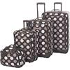 Rockland Set di 4 valigie a pois, Pois nero., Taglia unica, Escape - Set di 4 valigie verticali Softside