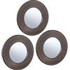 Relaxdays Specchio Decorativo a Forma di Sole, Set da 3, Rotondo, da Parete, Cornice Plastica, Diametro 25 cm, Oro Nero