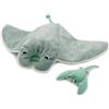 Les Déglingos PTIPOTOS by MENTALOU Raie Manta Maman/Bebe Menthe- 72 cm - Peluche Baby Douce, idea regalo per la nascita, 72 cm