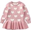 Verve Jelly Neonate Neonate Maglione lavorato a maglia Abito Bambini Stampa a cuore Manica lunga Abiti casual Top Tutu Gonne Autunno Inverno Vestiti caldi Rosa 80 18-24 mesi
