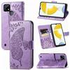 JIUNINE Cover Realme C21Y / Realme C25Y, Custodia Libro in Pelle Portafoglio Case Flip Antiurto con Disegni di Farfalla [Porta Carte] [Magnetica] [Interno TPU] per Realme C21Y / C25Y, Viola