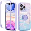 ZhuoFan Custodia per Samsung Galaxy A52 (5G)/A52s 5G 6,5, Supporto Anello Rotante Magnetico a 360 Gradi con Protezione per Schermo Integrata Silicone Antiurto Full Body Protezione Cover, Marmo 01