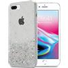 Cadorabo Custodia compatibile con Apple iPhone 7 PLUS / 7S PLUS / 8 PLUS in Trasparente con Glitter - Custodia protettiva in silicone TPU con glitter scintillanti - Ultra Slim Back Cover Case
