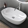 doporro Lavabo da Appoggio 60x39,5x14cm, Lavandino Bagno in Ceramica Nano Rivestimenti Brüssel104, Bianco