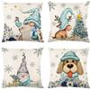 Bseical 4 Pezzi Cuscini Natalizi per Letto, Federe Cuscino Divano 45x45cm Natale, Federa di Natale Beige, Decorazioni Natalizie Lino, Decorazione Natalizia per la Casa Addobbi Soggiorno Sedia Decorativi (B)