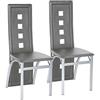 Willonin Set di 2 sedie per sala da pranzo con schienale alto, set di sedie da cucina con imbottitura, 2 sedie da soggiorno, schienale a 6 fori (grigio puro)