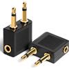 AXFEE Adattatore Cuffie Volo Placcati in Oro, 2 Pezzi Adattatore Universale Aereo per Cuffie 3,5mm