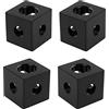 EMSea 4 connettori angolari a 3 vie, in alluminio, 20 x 20 x 20 mm, colore nero, per tutti i profili di pressatura a V della serie 2020