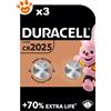 Duracell Batterie a Bottone CR2025 3 V Pile al Litio - Confezione Da 3 Pezzi