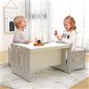 BenaRita Set tavolo e sedia per bambini Tavolo multifunzionale per attività e studio in plastica per bambini con 2 sgabelli Scrivania e sedie per bambini (Bianco Grigio)