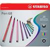 Stabilo? Pennarelli Pen 68 ? Astuccio in metallo, 20 colori contenuto della confezione- 20 colori