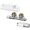Oventrop - Set di collegamento per termosifone da bagno Uni SH Multiblock T, forma squadrata, colore copertura: Bianco