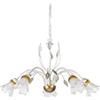 ONLI - Lampadario 5 luci Lancia in metallo bianco spennellato argento con sfumature dorate e calle in vetro. 5 x E14, metallo;vetro