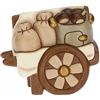 THUN - Carretto con Castagne in Ceramica Decorata a Mano, Linea Presepe Classico, Decorazioni Natale Casa, 8.5x5.5x7.3 cm h