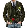 LTHTX Giacca da uomo vintage in velluto a coste, giacca da uomo in velluto a coste slim fit cappotto sportivo con tasche monopetto, Verde militare, XL